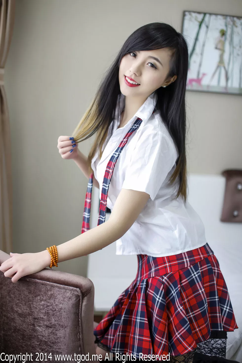 [TGOD推女神]2014.12.23_嫩模谢忱倬红纱吊带睡衣黑色蕾丝内裤诱惑写真133P