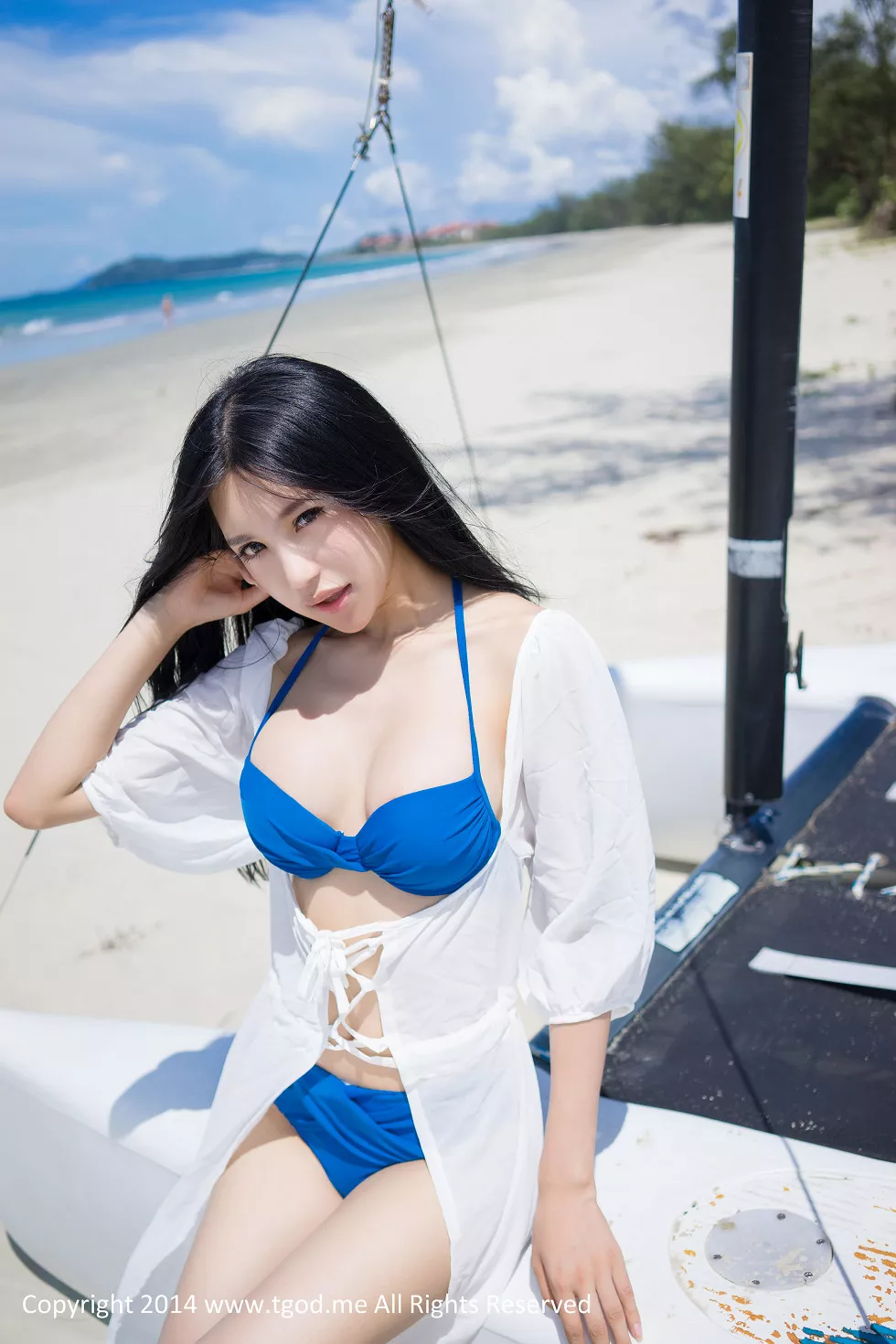 [TGOD推女神]2014.12.31_嫩模绮里嘉Ula沙巴旅拍沙滩仙子性感比基尼写真50P