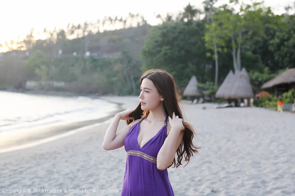 [MyGirl美媛馆]Vol.191_嫩模熊吖BOBO龙目岛旅拍沙滩边白纱裙下性感美臀写真67P