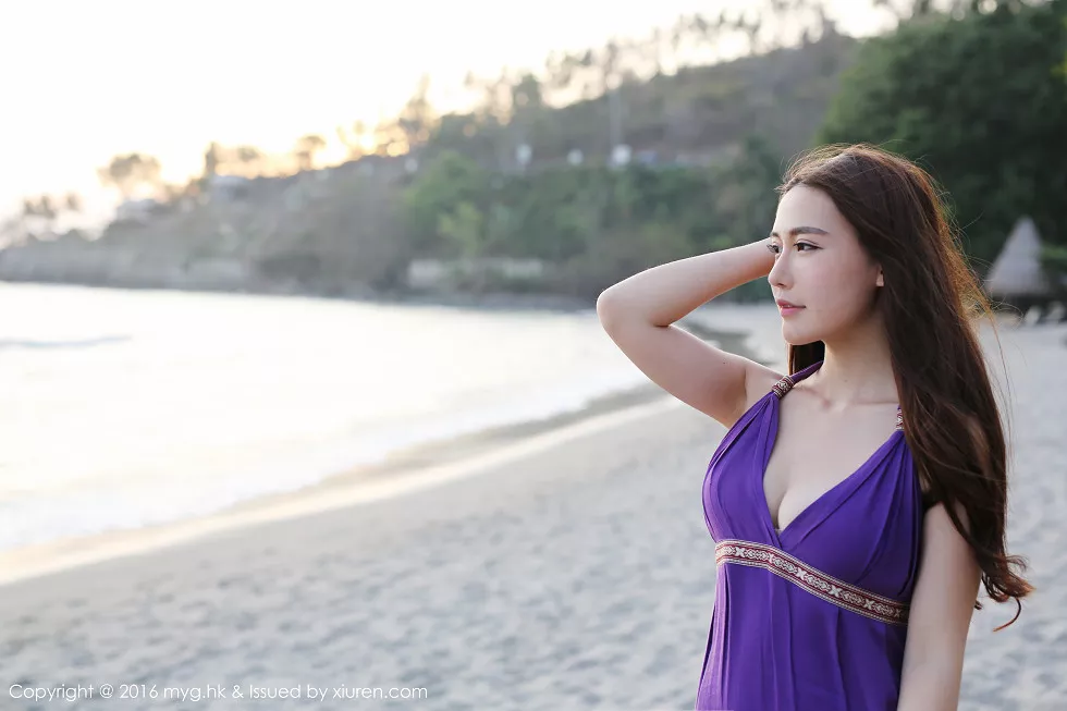 [MyGirl美媛馆]Vol.191_嫩模熊吖BOBO龙目岛旅拍沙滩边白纱裙下性感美臀写真67P