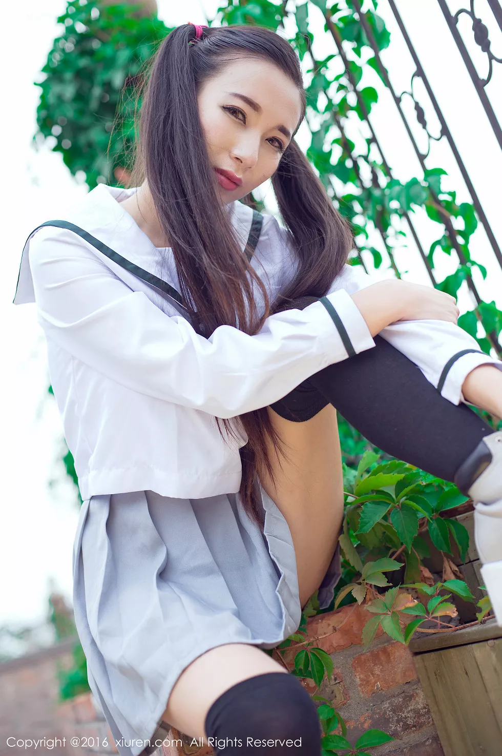 XiuRen第603期_嫩模赵颖日系清纯校服双马尾辫黑丝美腿妩媚诱惑写真68P