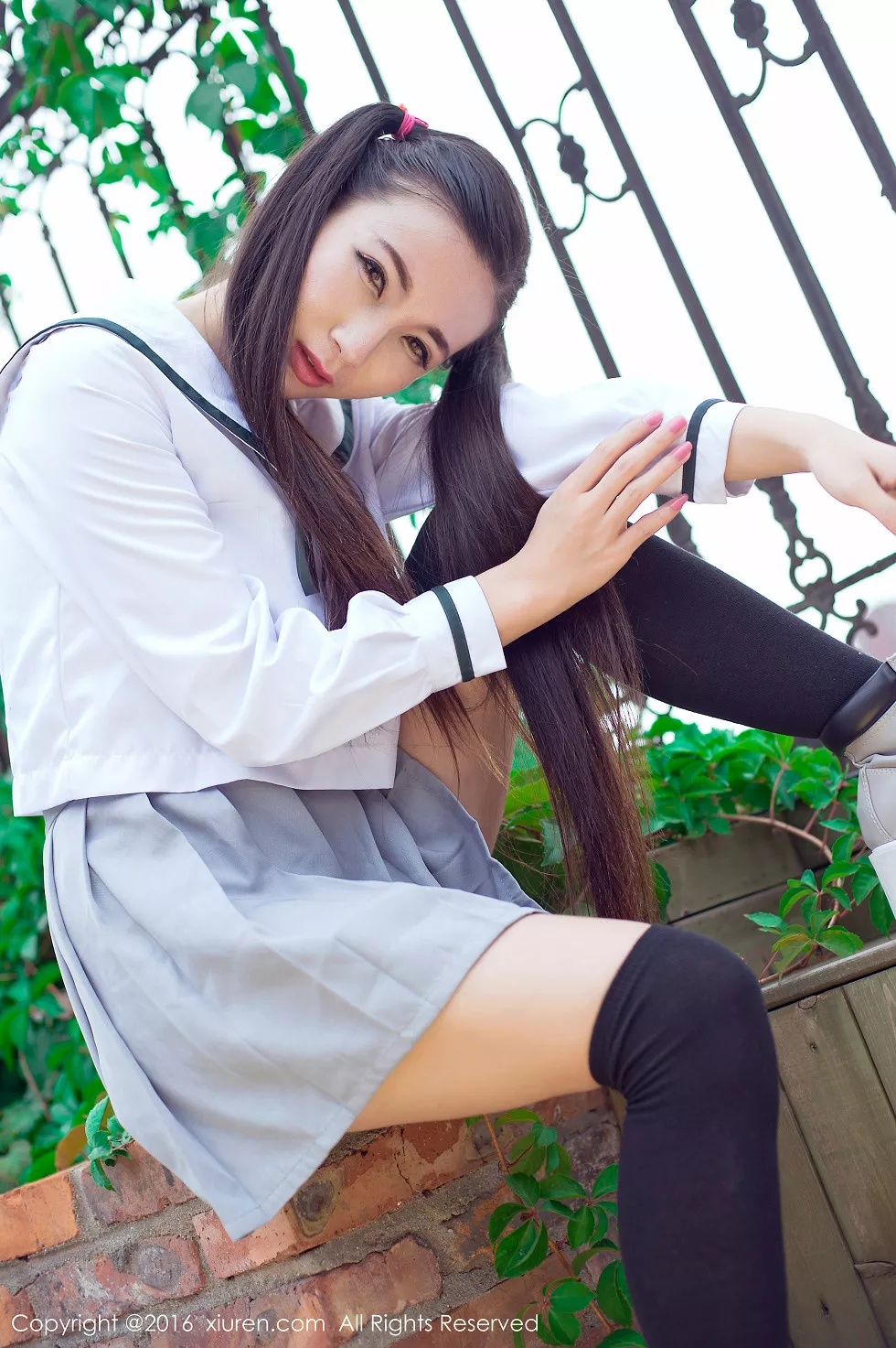 XiuRen第603期_嫩模赵颖日系清纯校服双马尾辫黑丝美腿妩媚诱惑写真68P
