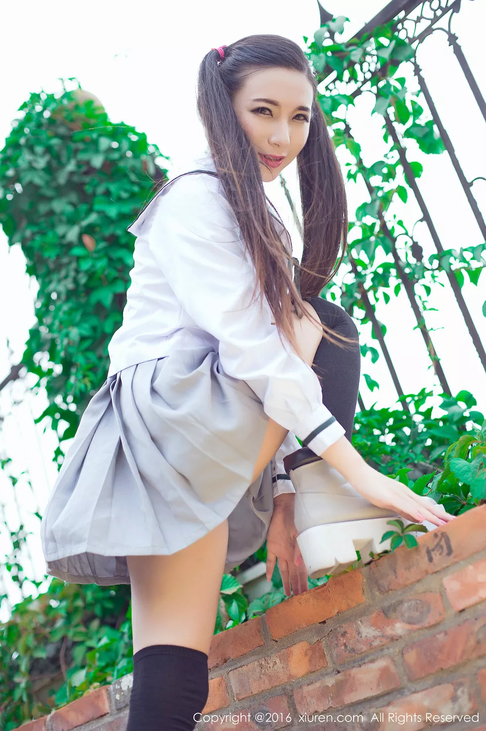 XiuRen第603期_嫩模赵颖日系清纯校服双马尾辫黑丝美腿妩媚诱惑写真68P