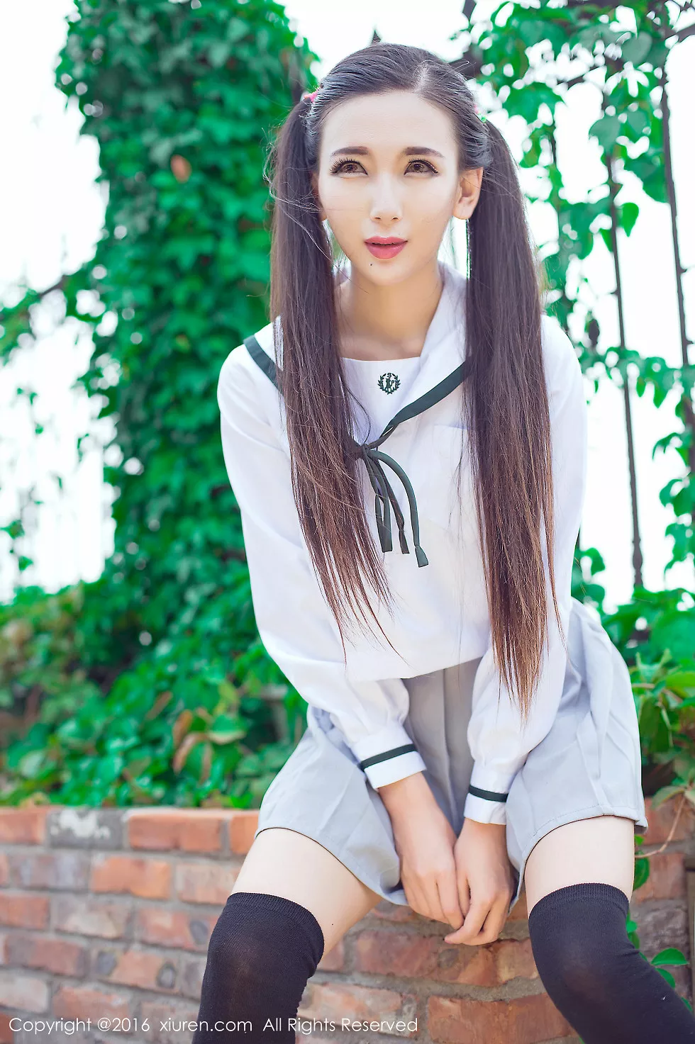 XiuRen第603期_嫩模赵颖日系清纯校服双马尾辫黑丝美腿妩媚诱惑写真68P