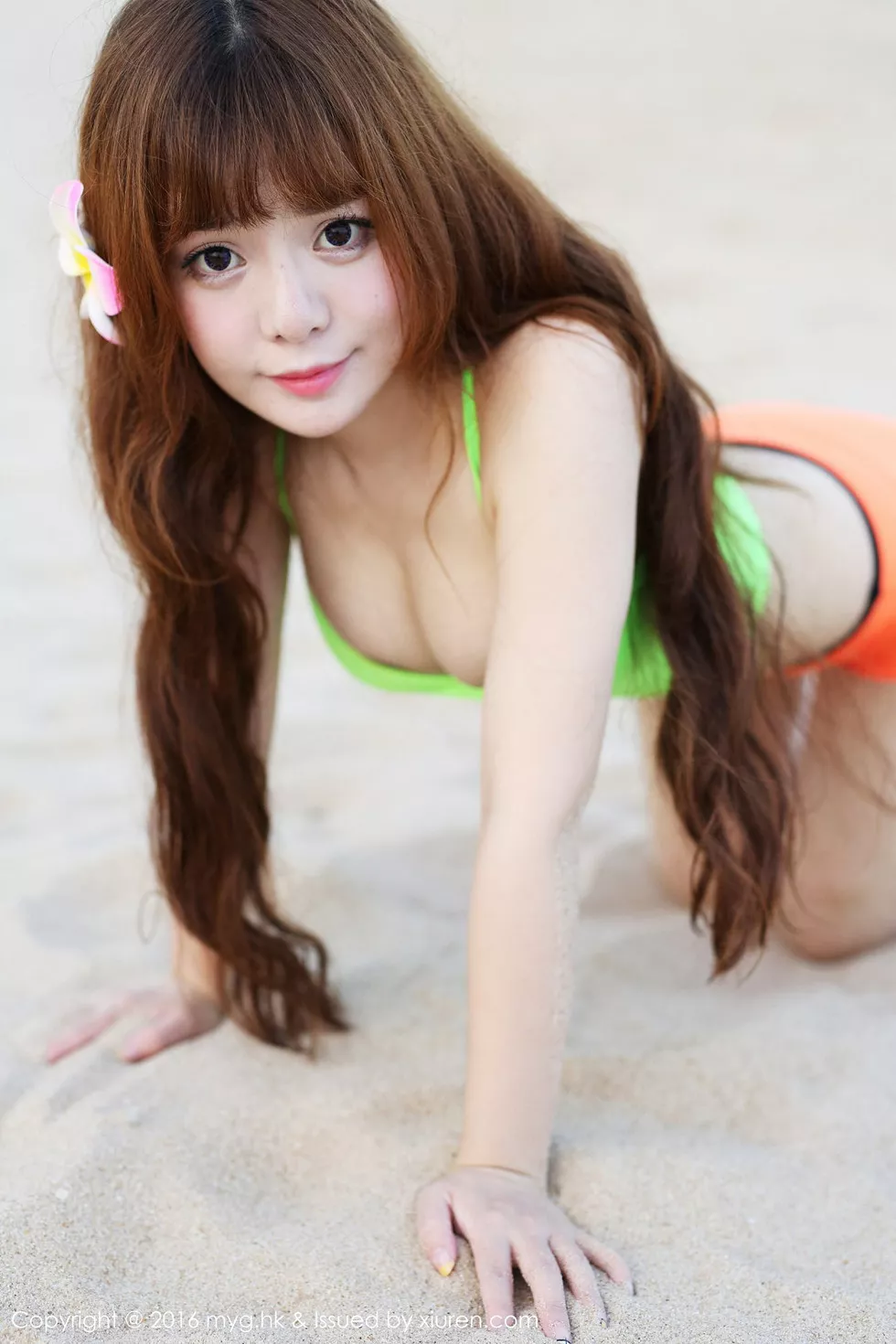 [MyGirl美媛馆]Vol.225_嫩模粉芭比VV三亚旅拍性感粉红内衣秀豪乳美臀诱惑写真52P