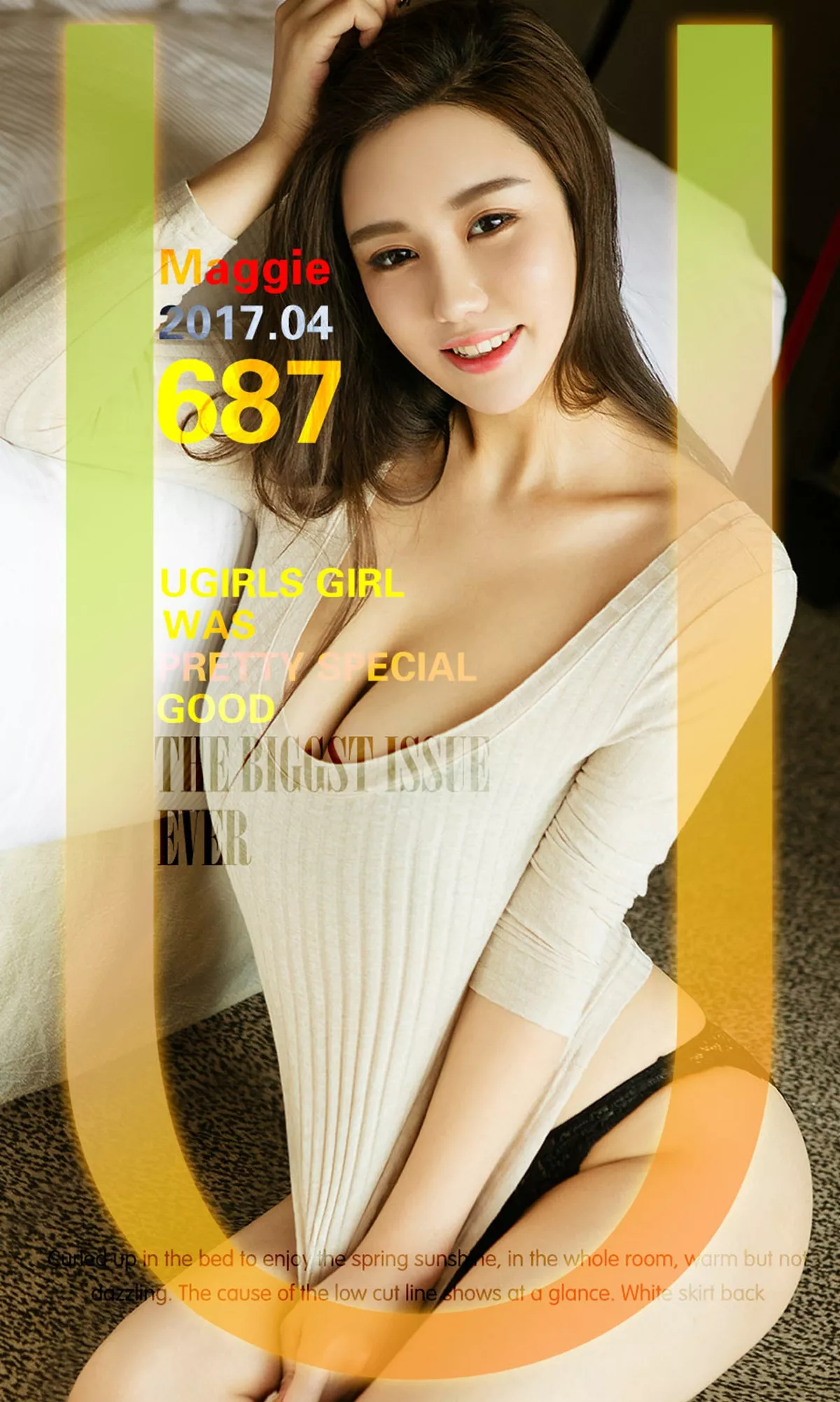 [Ugirls爱尤物]No.687_嫩模Maggie居家私房内衣系列深邃事业线傲人豪乳诱惑写真40P