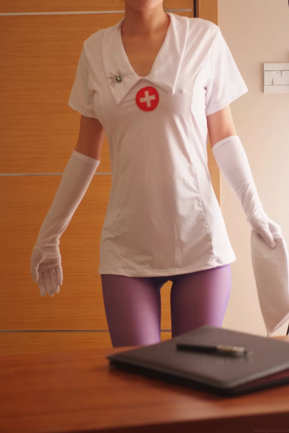 PANS阳阳内部定制小护士服无内灰丝裤袜+无内紫丝裤袜撩人诱惑写真228P