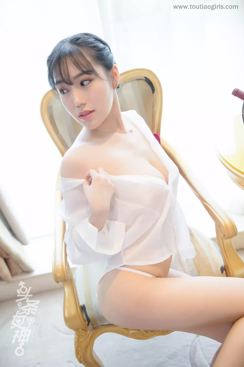 [Toutiao头条女神]No.657_嫩模陈亦菲私房透视白衬衣配白色丁字裤火辣诱惑写真24P