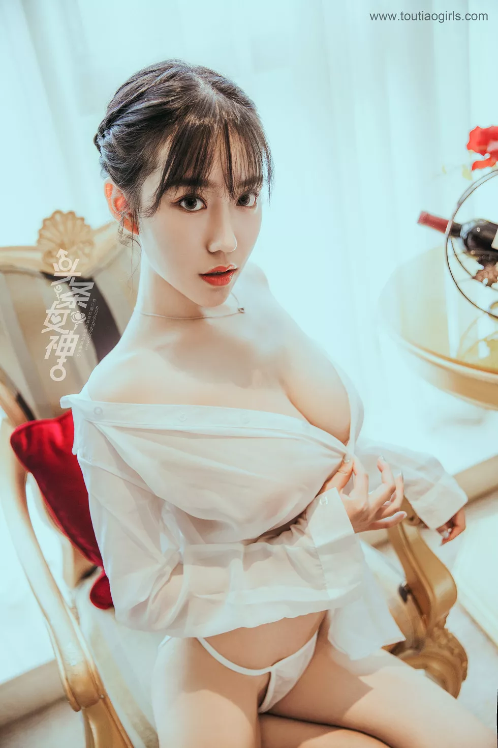 [Toutiao头条女神]No.658_嫩模陈亦菲私房透视白衬衣配白色丁字裤火辣诱惑写真57P