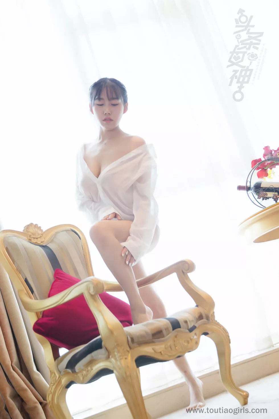 [Toutiao头条女神]No.658_嫩模陈亦菲私房透视白衬衣配白色丁字裤火辣诱惑写真57P