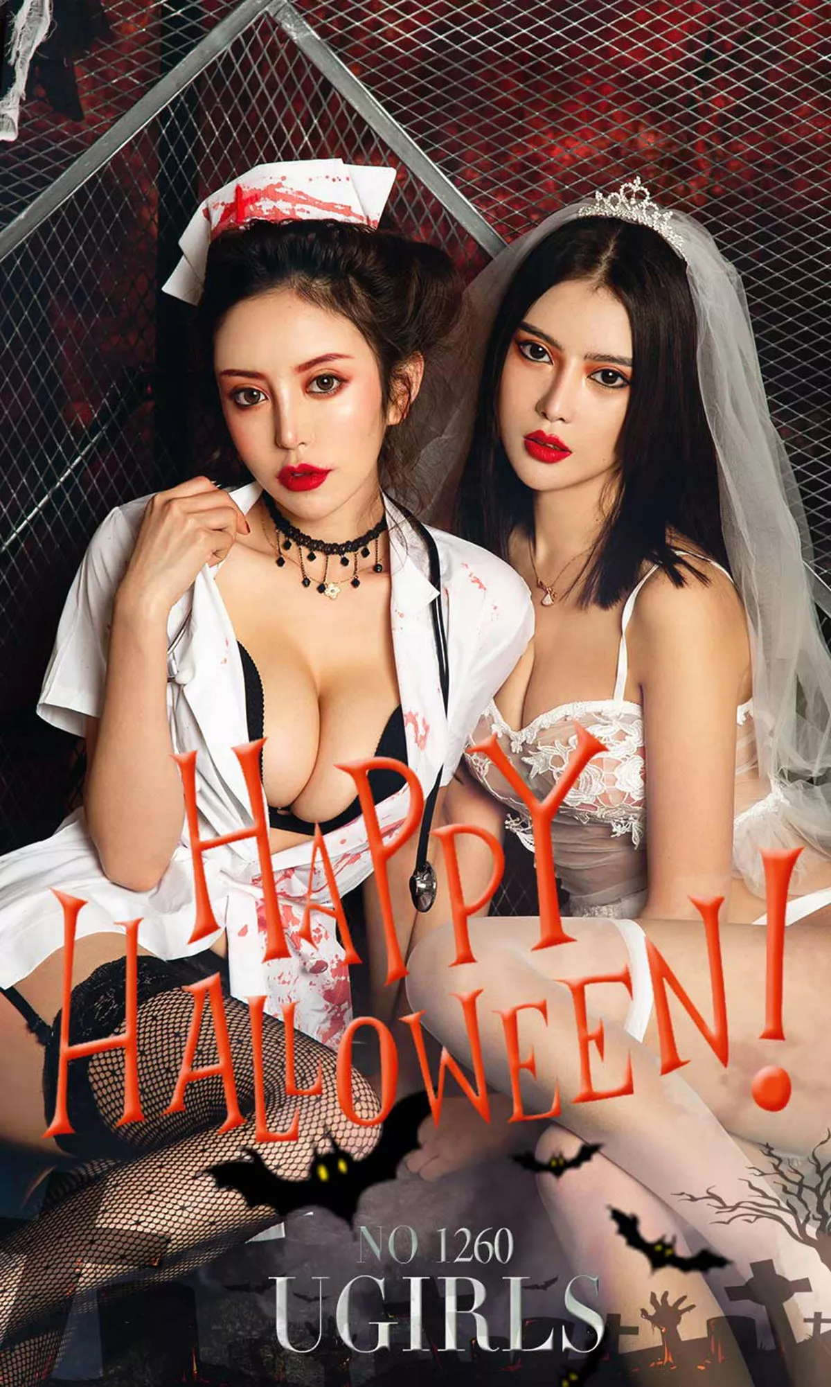 [Ugirls爱尤物]No.1260_嫩模Angela楚楚性感僵尸新娘装白色蕾丝内衣透视诱惑写真35P