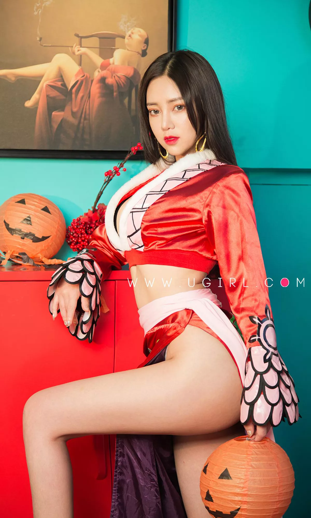 [Ugirls爱尤物]No.1625_嫩模Anna苏拉私房黑色高叉连体衣+白色蕾丝内衣完美诱惑写真35P