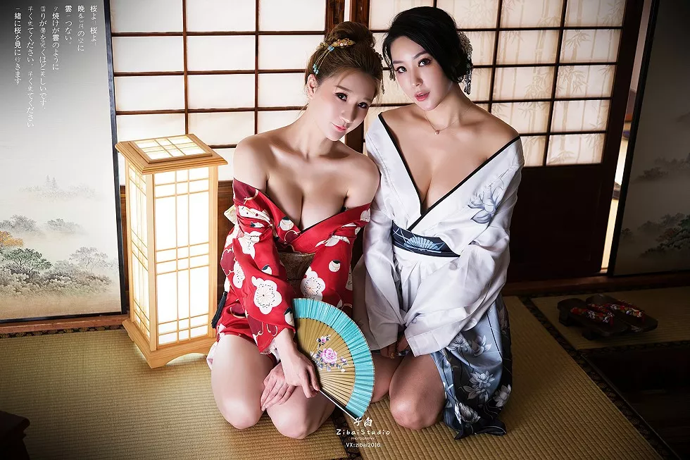 [Toutiao头条女神]No.826_嫩模玄子性感姐妹花红色+白色和服低胸露豪乳诱惑写真23P