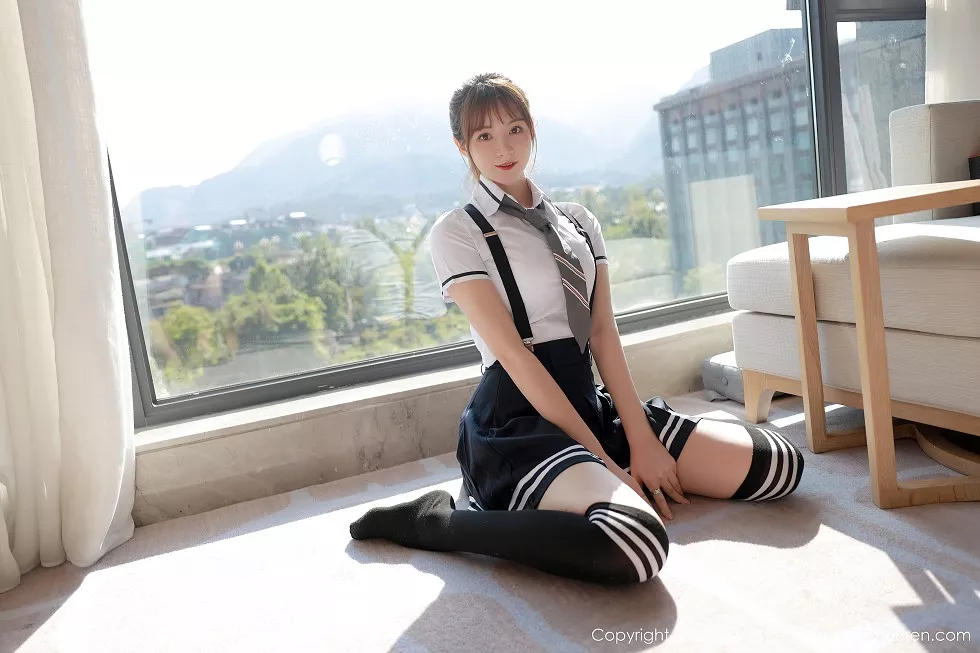 [MFStar模范学院]Vol.390_嫩模yoo优优四川旅拍学院风校服主题半脱露性感内衣写真67P