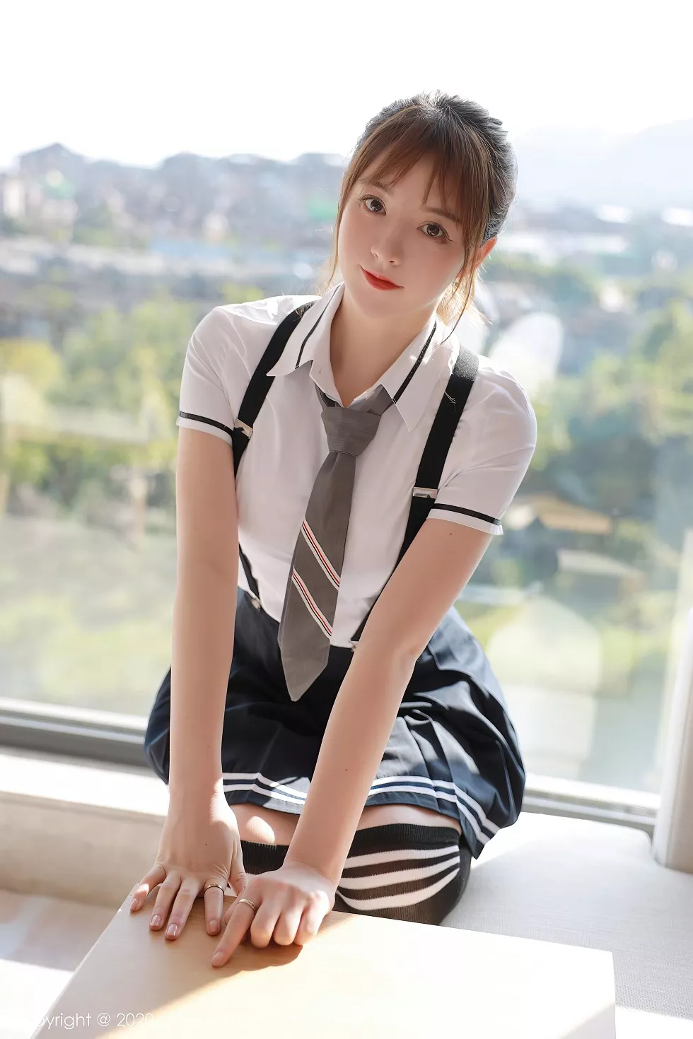 [MFStar模范学院]Vol.390_嫩模yoo优优四川旅拍学院风校服主题半脱露性感内衣写真67P