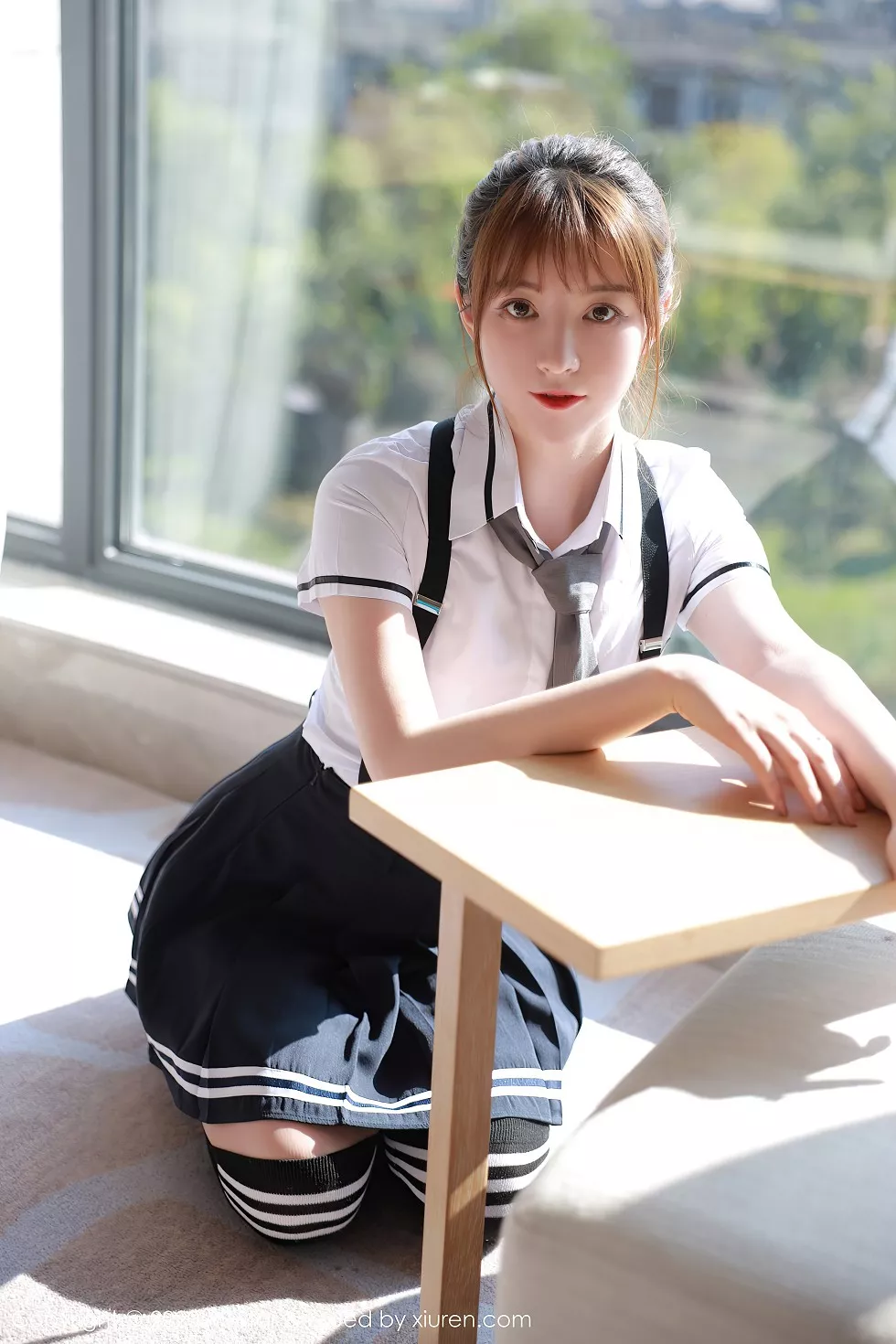 [MFStar模范学院]Vol.390_嫩模yoo优优四川旅拍学院风校服主题半脱露性感内衣写真67P
