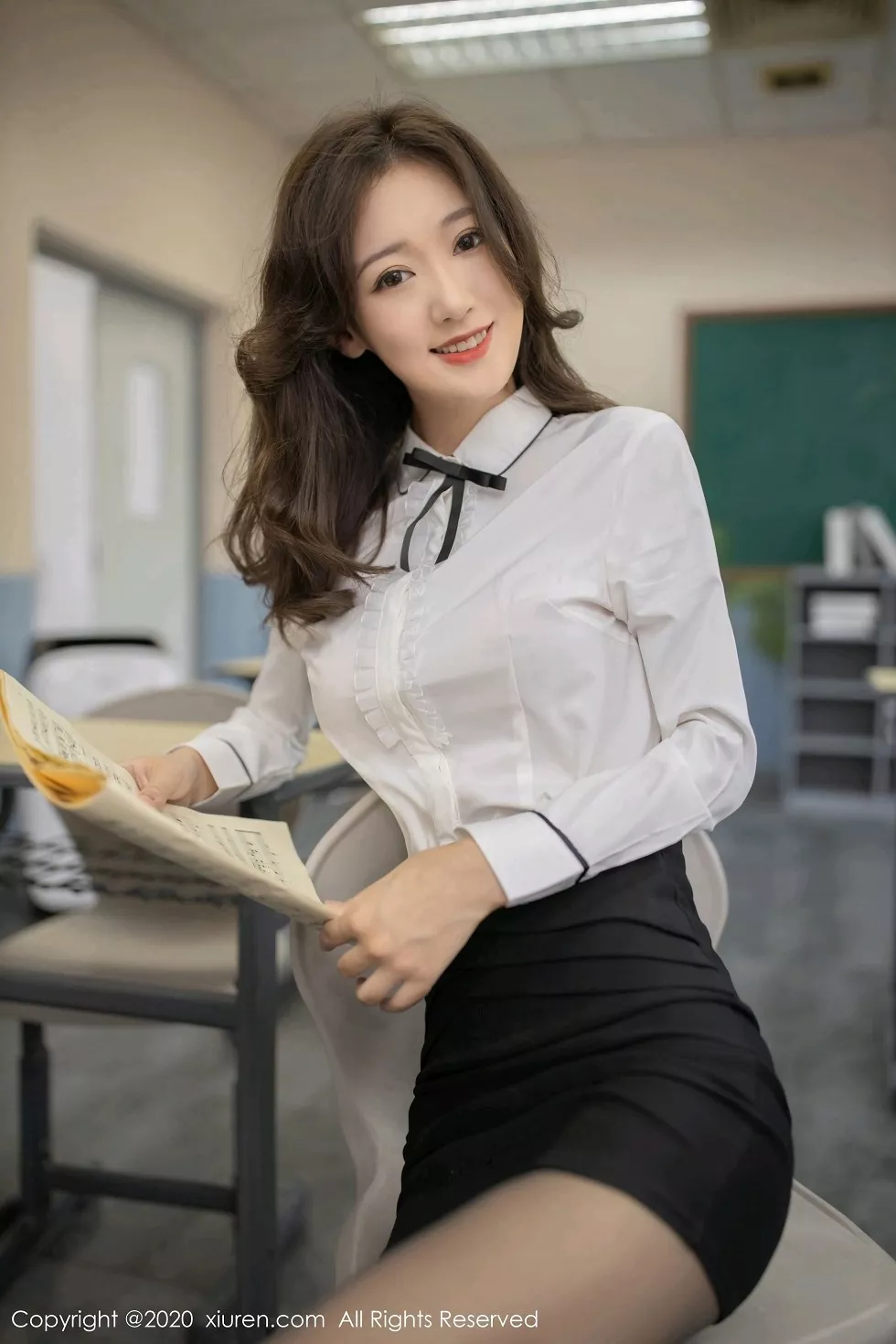 XiuRen第2739期_嫩模唐安琪唱诗班老师主题开档黑丝裤袜秀蕾丝内裤极致诱惑写真66P