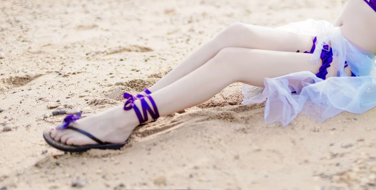 Cosplay日奈娇柴郡猫泳装主题沙滩性感比基尼秀完美身材白嫩美腿迷人写真41P