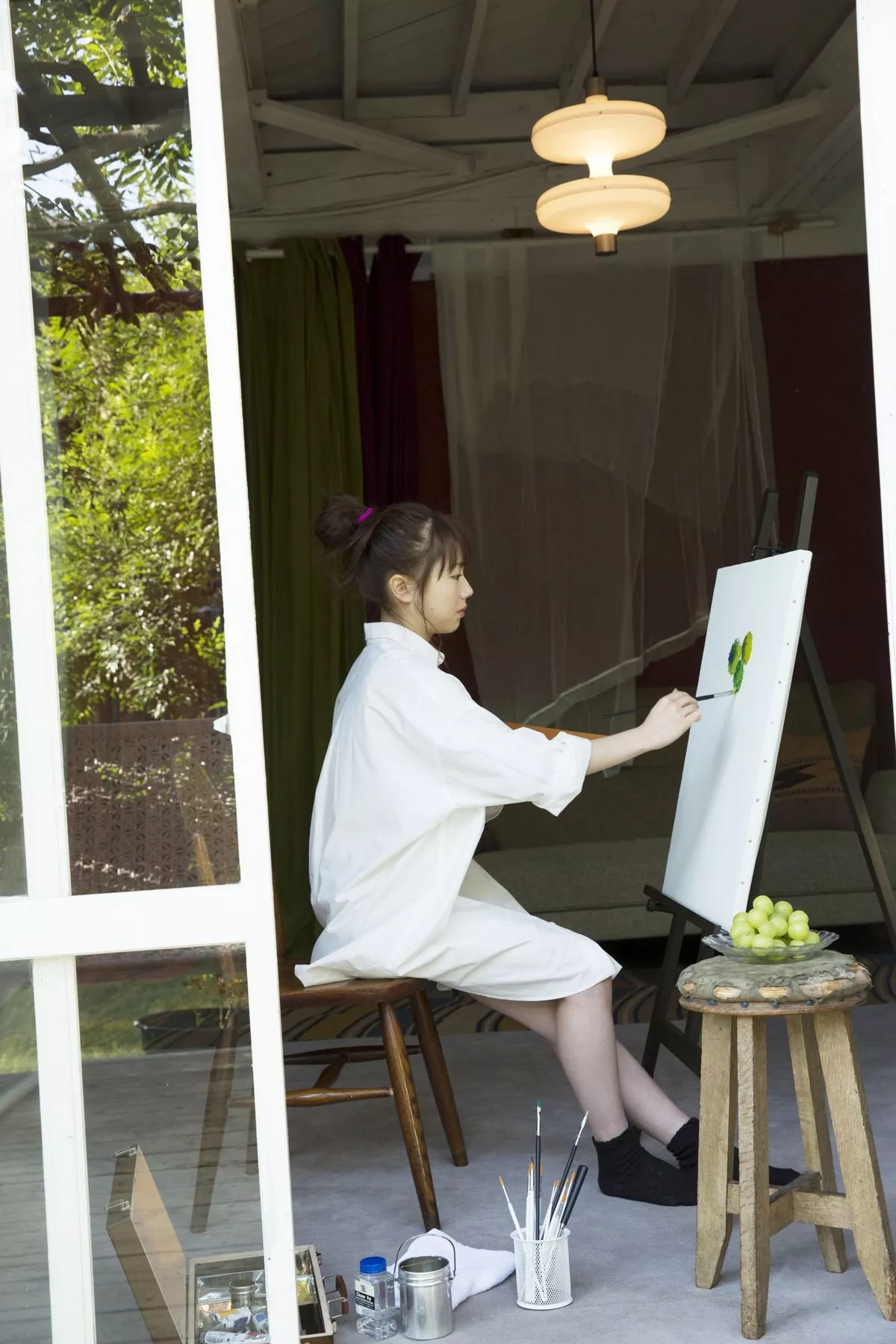 日本美少女石田亚佑美户外性感白衬衣+海边比基尼系列秀完美身材迷人写真104P