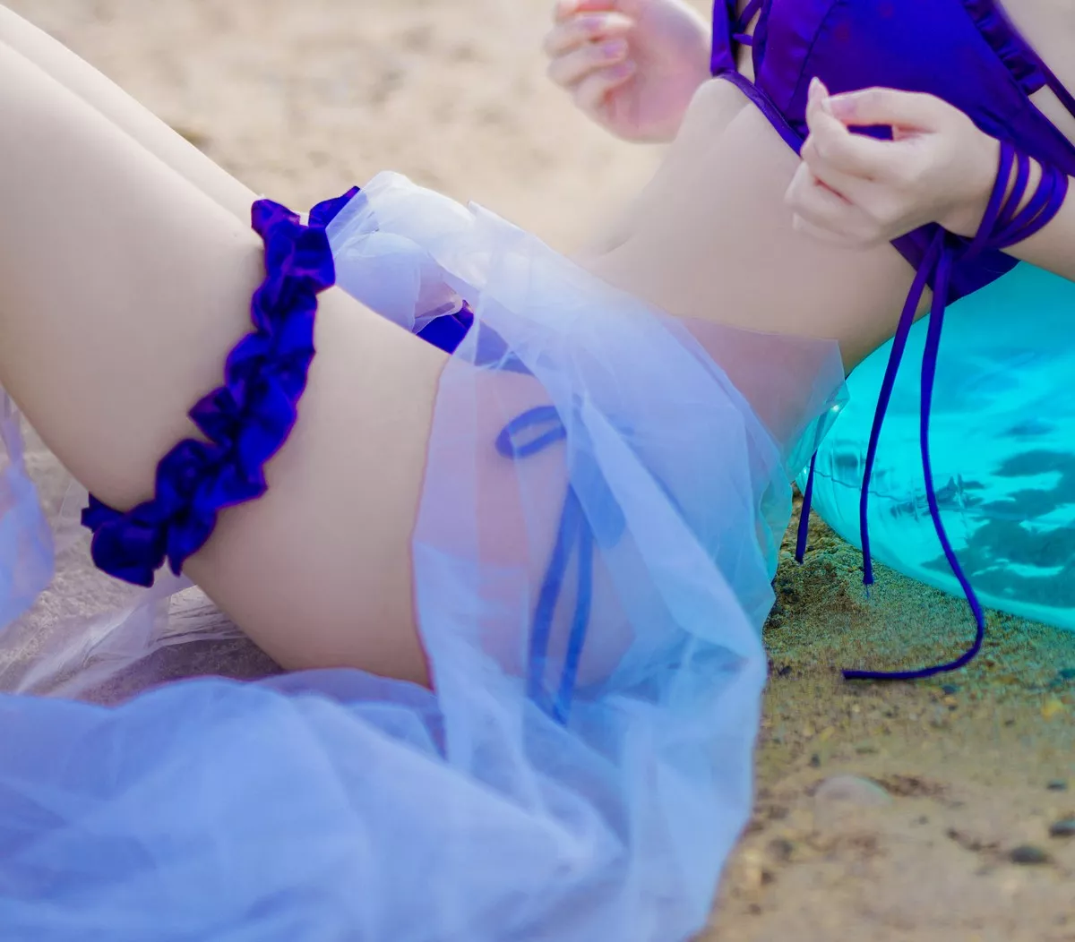 Cosplay日奈娇柴郡猫泳装主题沙滩性感比基尼秀完美身材白嫩美腿迷人写真41P
