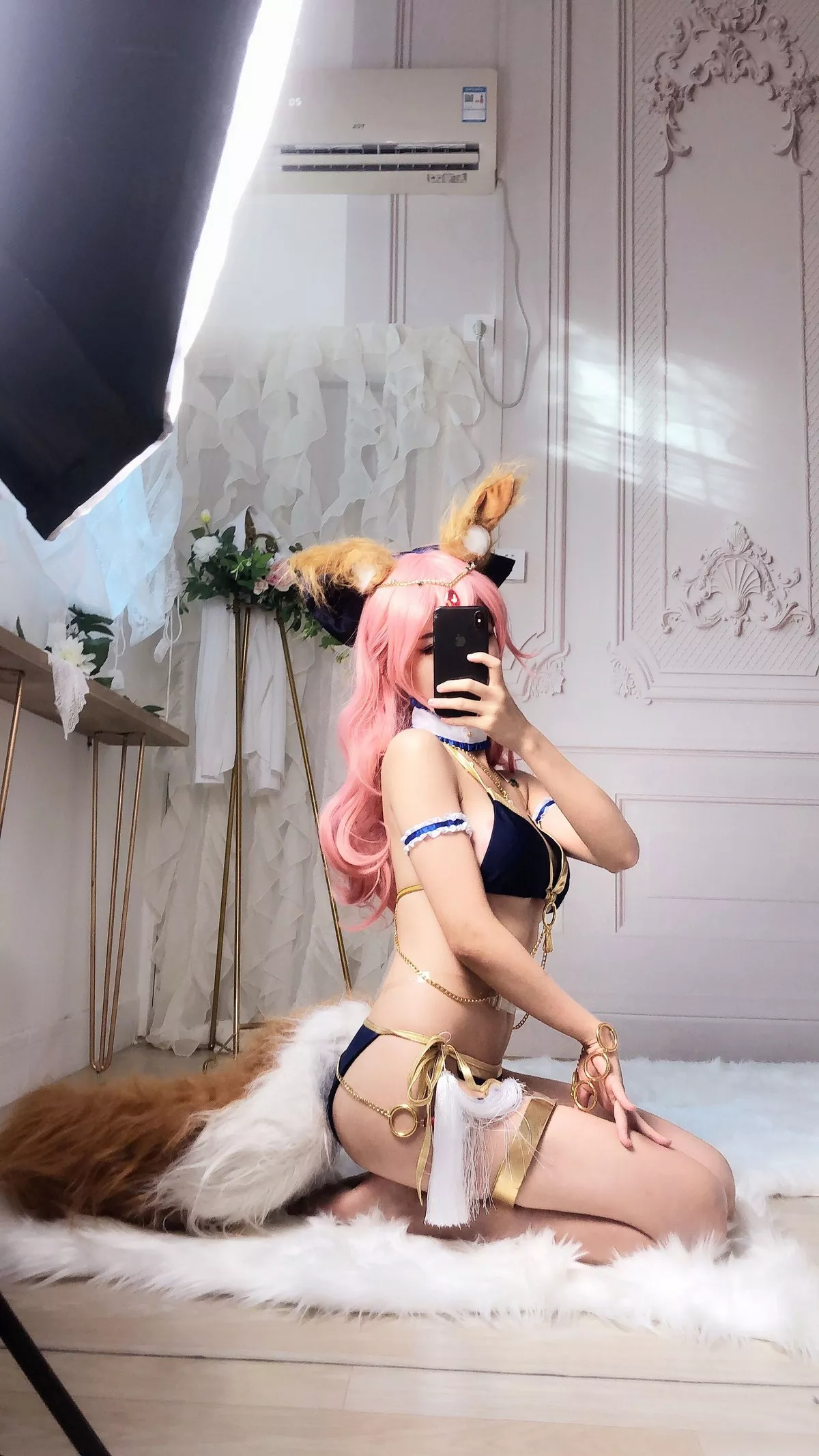 网络美女抖娘-利世玉藻前舞娘主题私房黑色内衣秀完美身材撩人诱惑写真37P