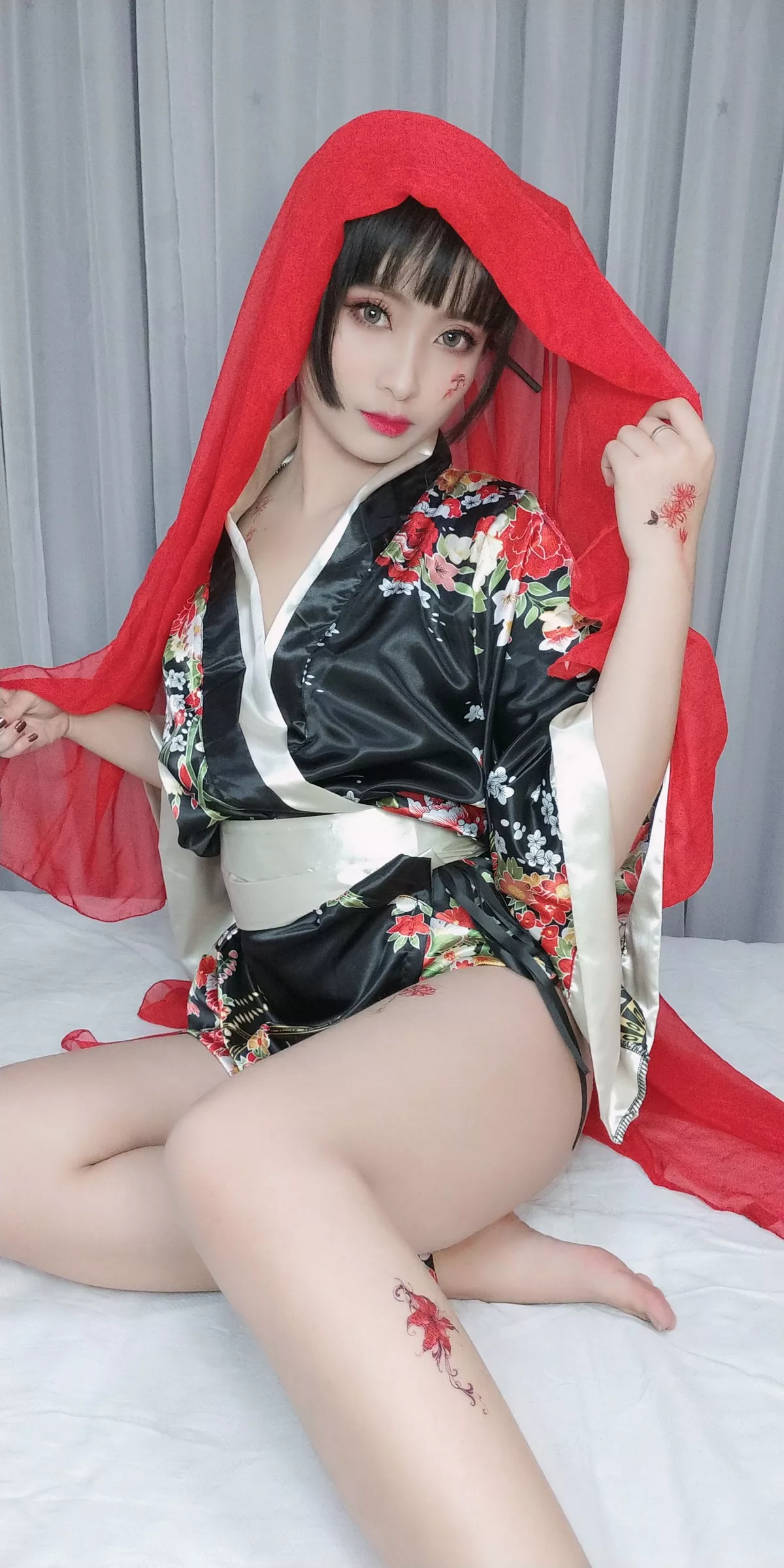 动漫博主洛璃LoLiSAMA歌舞伎主题真空服饰配黑色丁字裤惹火诱惑写真92P