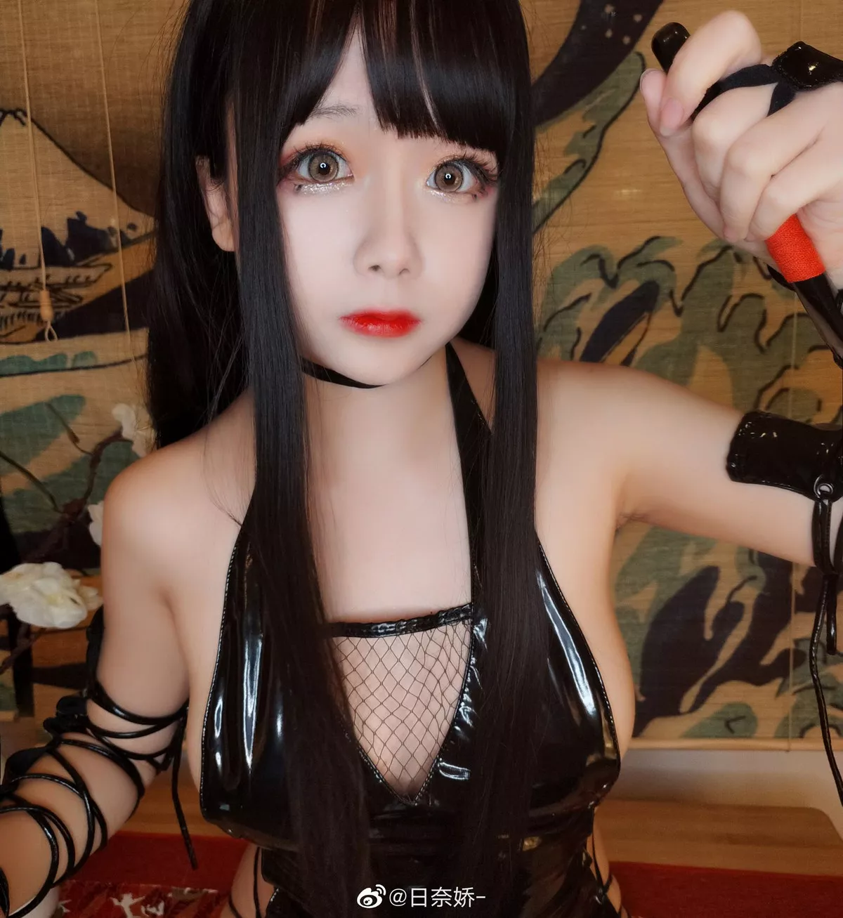 COS福利日奈娇情趣服主题私房黑色皮质情趣内衣秀完美身材豪乳诱惑写真16P