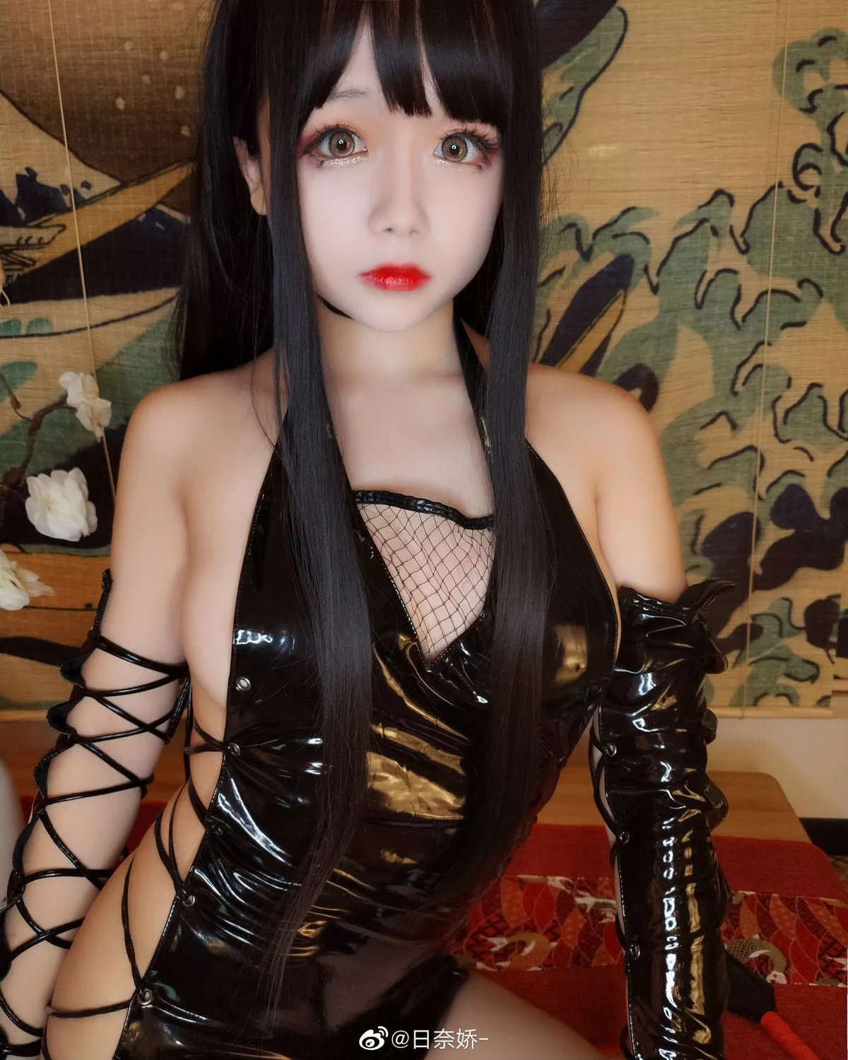 COS福利日奈娇情趣服主题私房黑色皮质情趣内衣秀完美身材豪乳诱惑写真16P