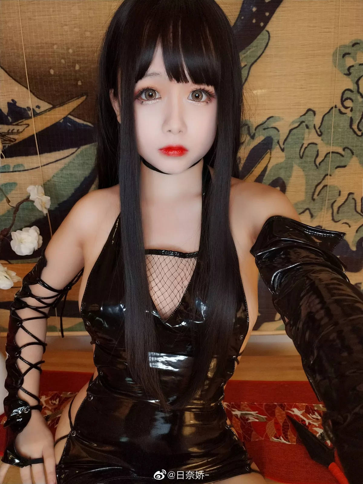 COS福利日奈娇情趣服主题私房黑色皮质情趣内衣秀完美身材豪乳诱惑写真16P