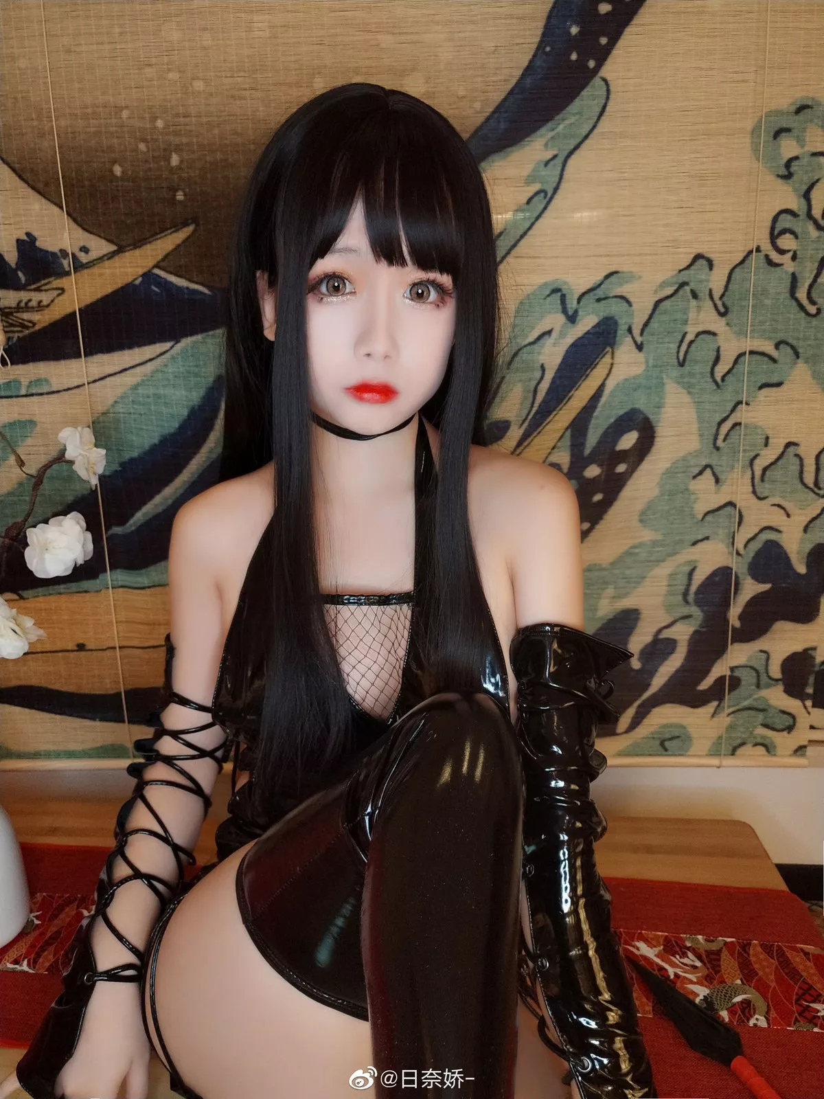 COS福利日奈娇情趣服主题私房黑色皮质情趣内衣秀完美身材豪乳诱惑写真16P