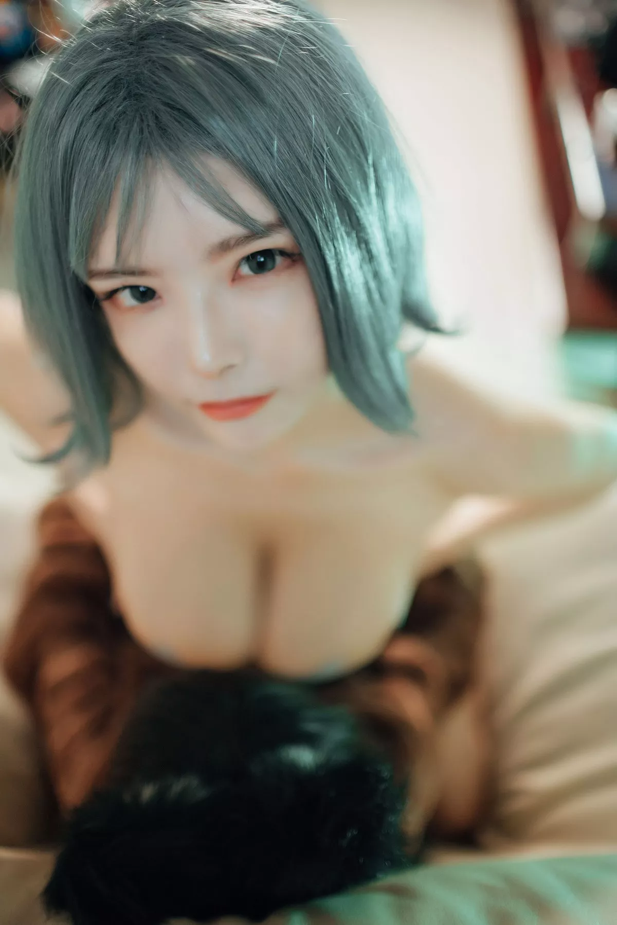 COS福利秋和柯基娃娃主题私房针织服饰半脱露傲人豪乳遮点极致诱惑写真38P