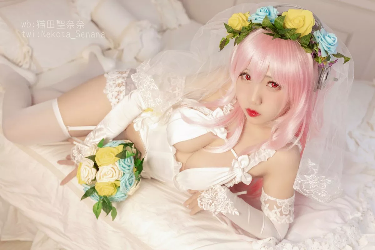 动漫博主猫田聖奈奈索尼子十周年花嫁主题私房性感内衣秀豪乳诱惑写真34P