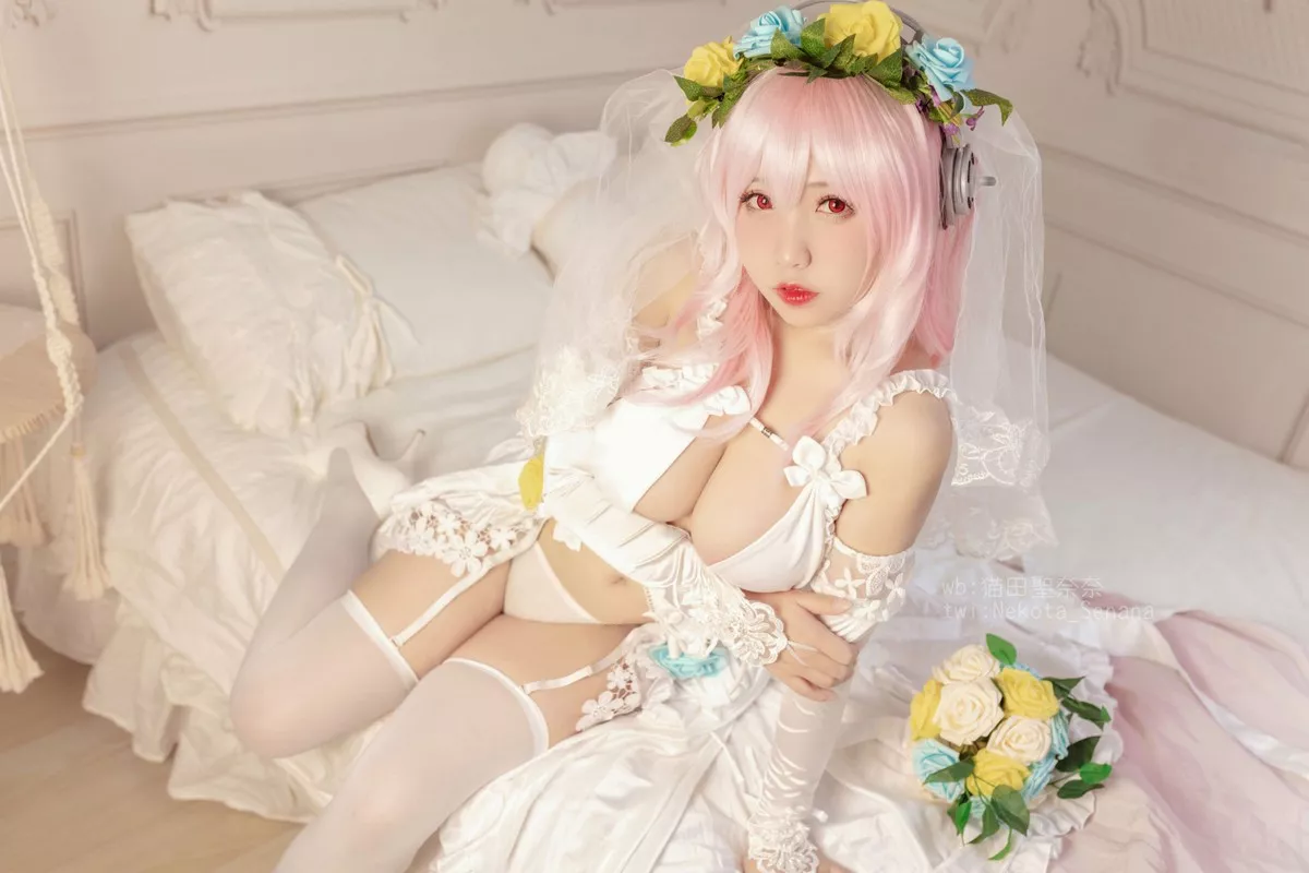 动漫博主猫田聖奈奈索尼子十周年花嫁主题私房性感内衣秀豪乳诱惑写真34P