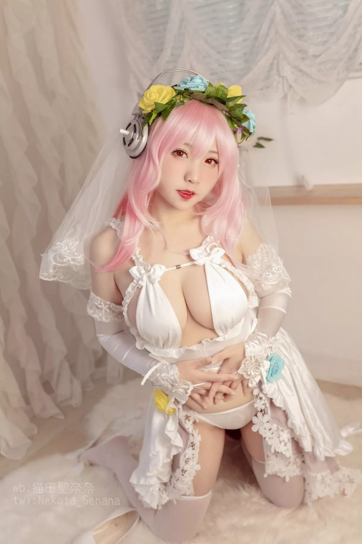 动漫博主猫田聖奈奈索尼子十周年花嫁主题私房性感内衣秀豪乳诱惑写真34P