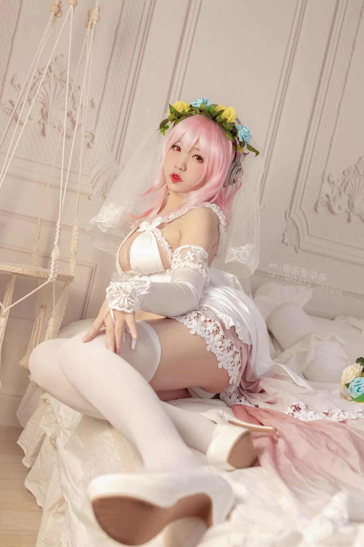 动漫博主猫田聖奈奈索尼子十周年花嫁主题私房性感内衣秀豪乳诱惑写真34P