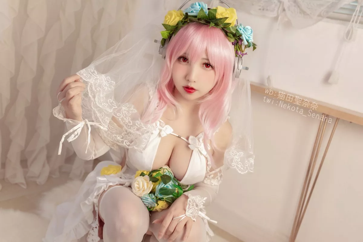 动漫博主猫田聖奈奈索尼子十周年花嫁主题私房性感内衣秀豪乳诱惑写真34P