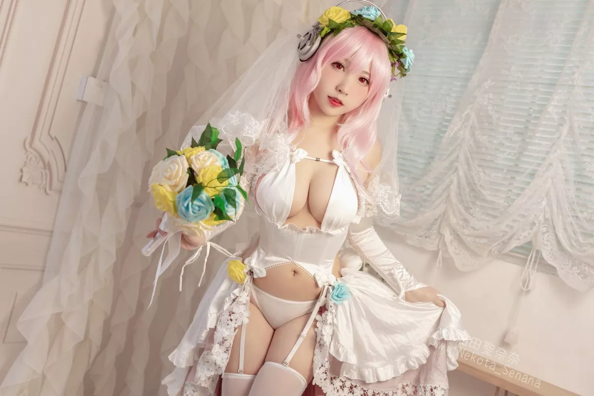 动漫博主猫田聖奈奈索尼子十周年花嫁主题私房性感内衣秀豪乳诱惑写真34P