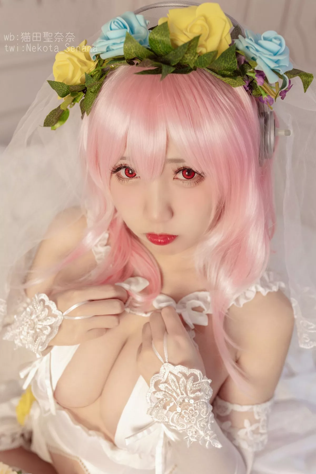 动漫博主猫田聖奈奈索尼子十周年花嫁主题私房性感内衣秀豪乳诱惑写真34P