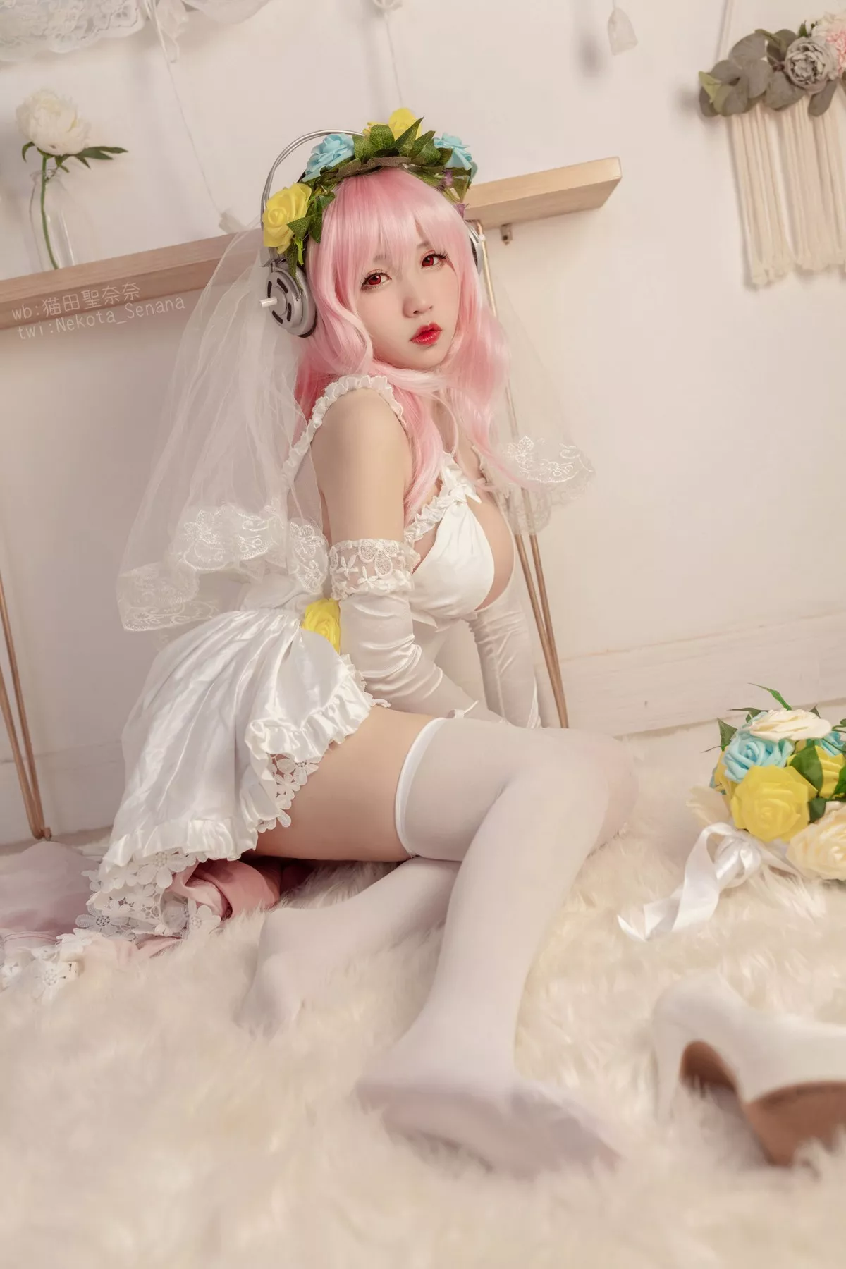 动漫博主猫田聖奈奈索尼子十周年花嫁主题私房性感内衣秀豪乳诱惑写真34P