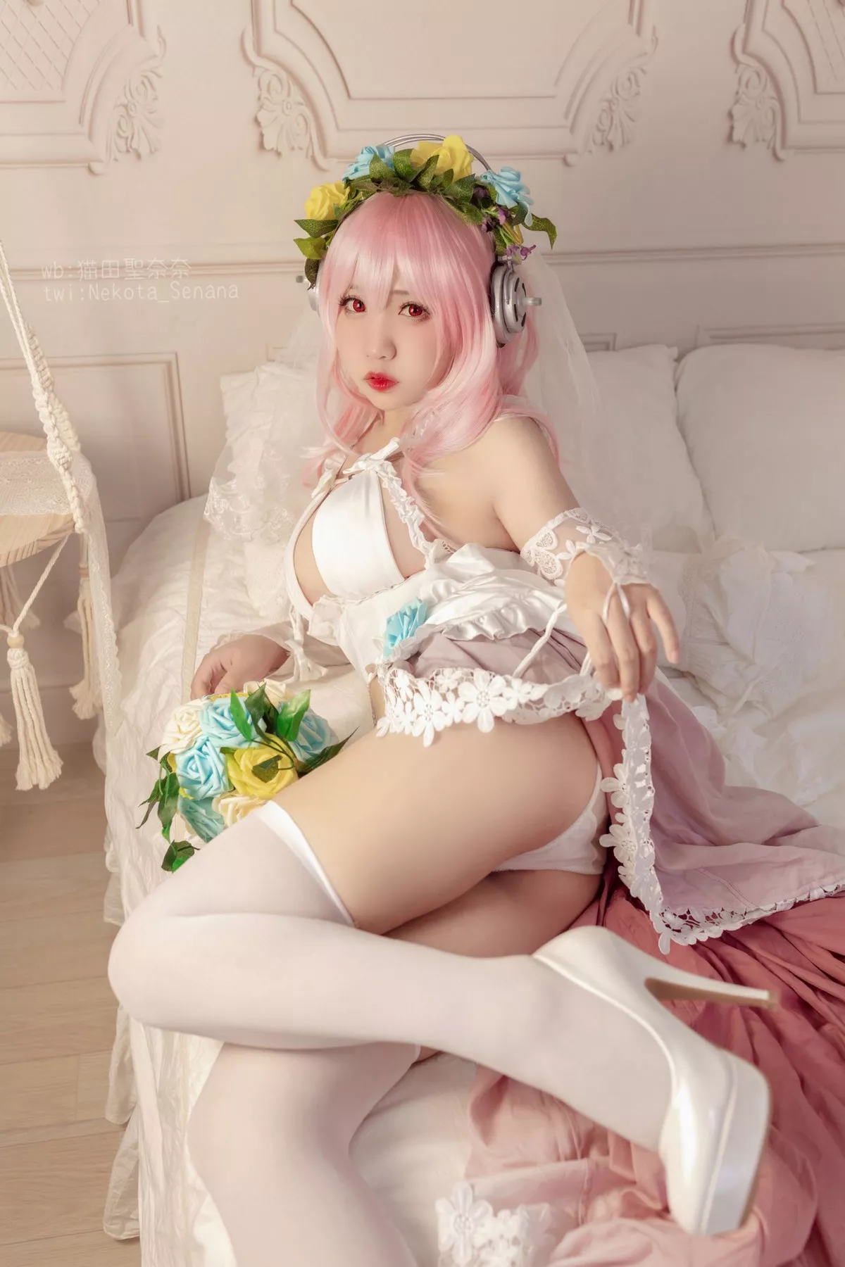 动漫博主猫田聖奈奈索尼子十周年花嫁主题私房性感内衣秀豪乳诱惑写真34P