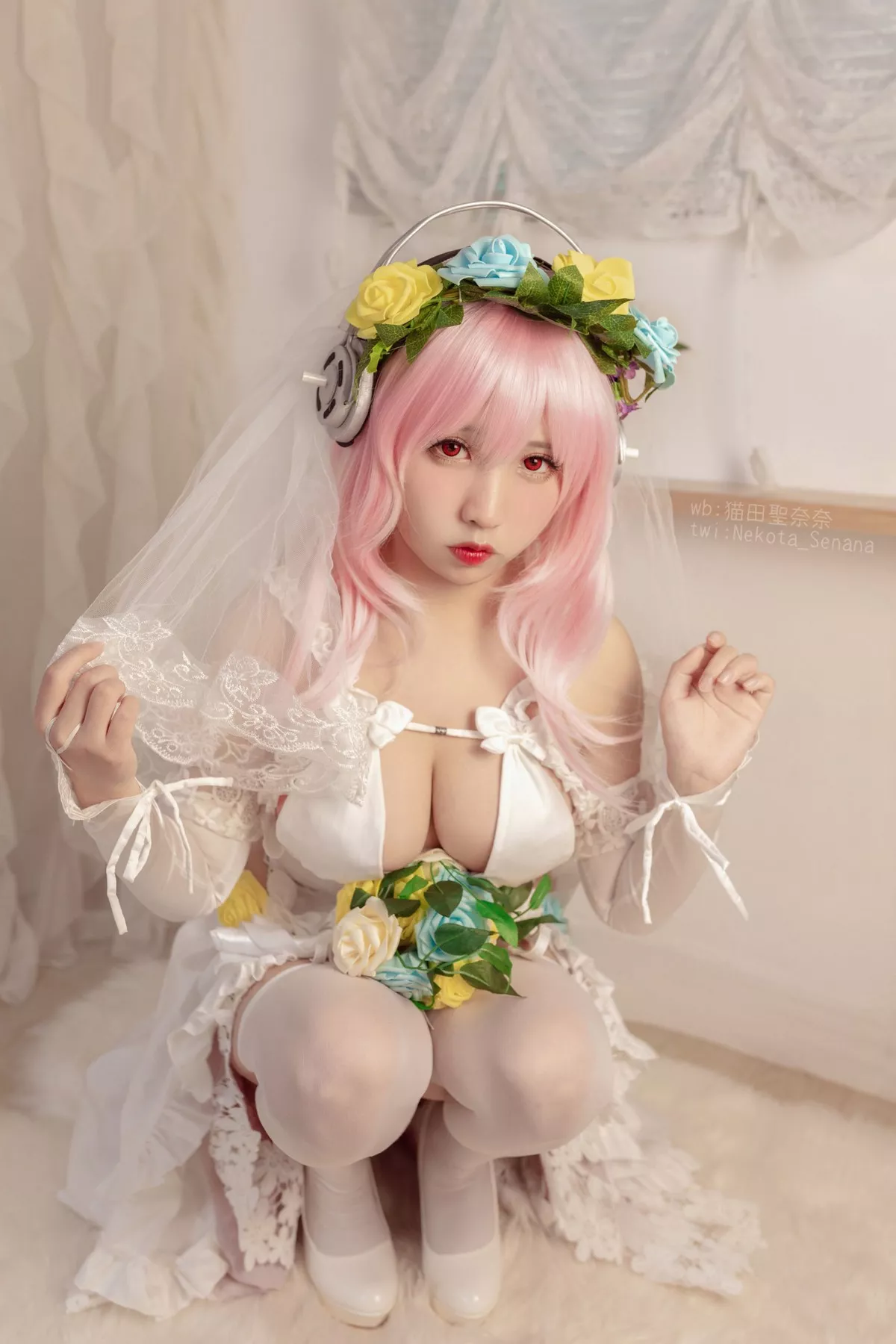 动漫博主猫田聖奈奈索尼子十周年花嫁主题私房性感内衣秀豪乳诱惑写真34P