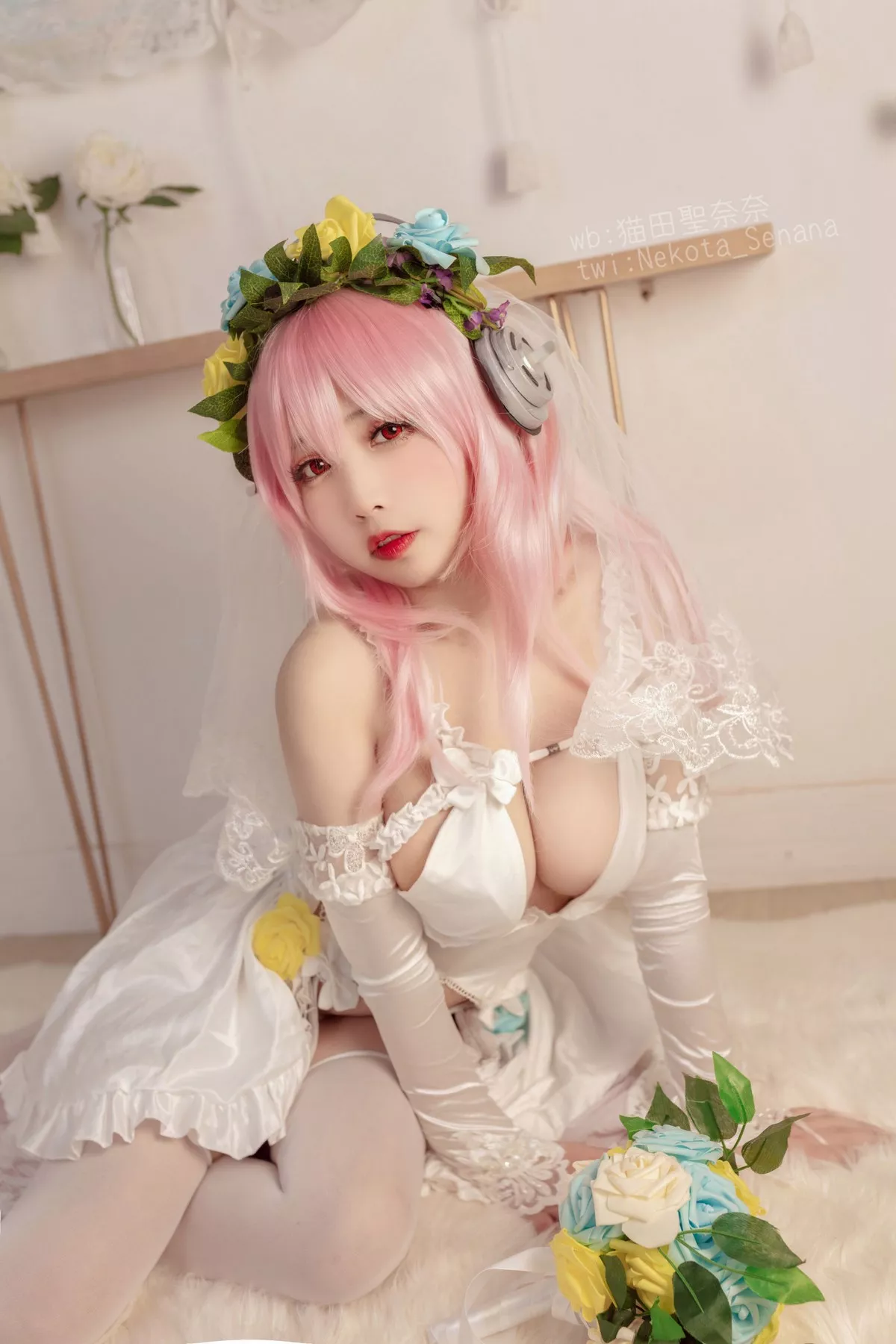动漫博主猫田聖奈奈索尼子十周年花嫁主题私房性感内衣秀豪乳诱惑写真34P