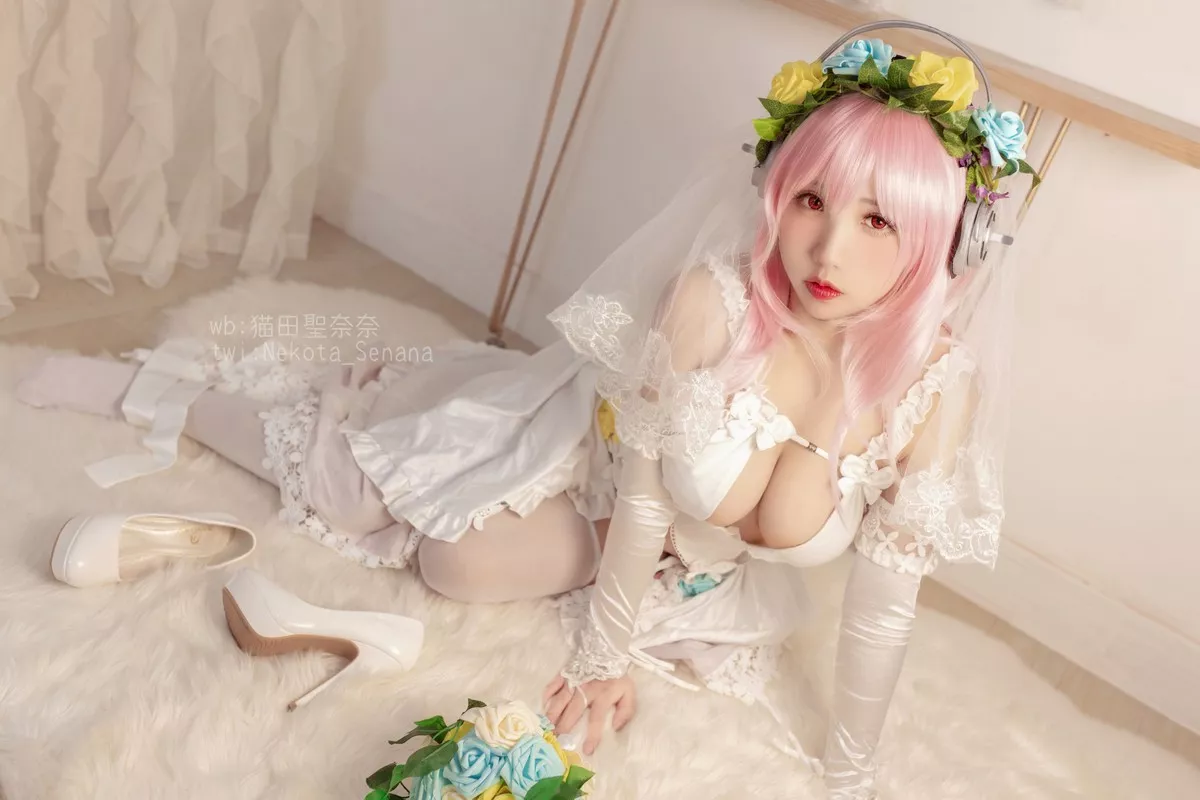 动漫博主猫田聖奈奈索尼子十周年花嫁主题私房性感内衣秀豪乳诱惑写真34P