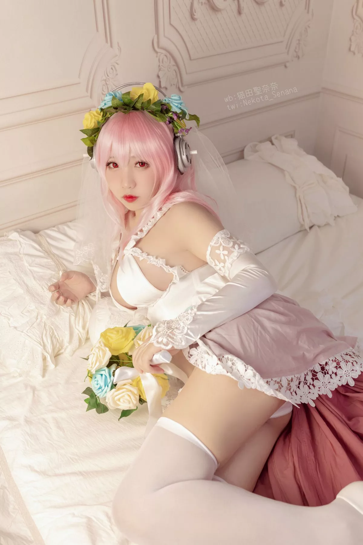 动漫博主猫田聖奈奈索尼子十周年花嫁主题私房性感内衣秀豪乳诱惑写真34P