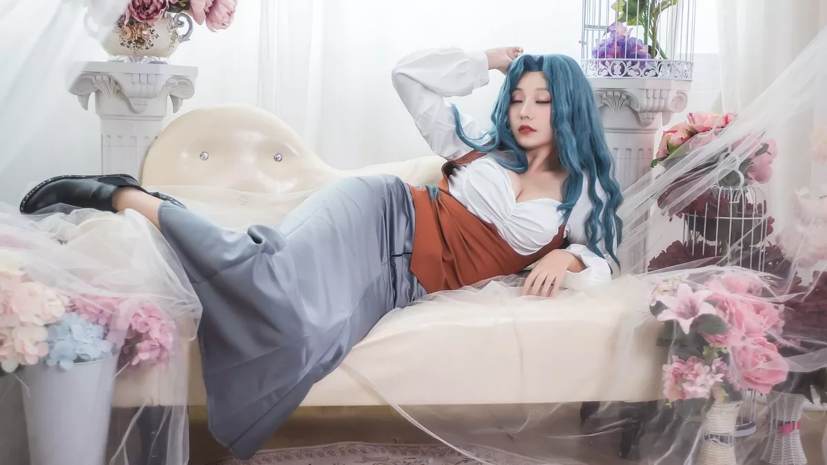 COS福利萌妹菌烨tako安玛丽主题私房性感黑色内衣秀完美身材迷人写真20P