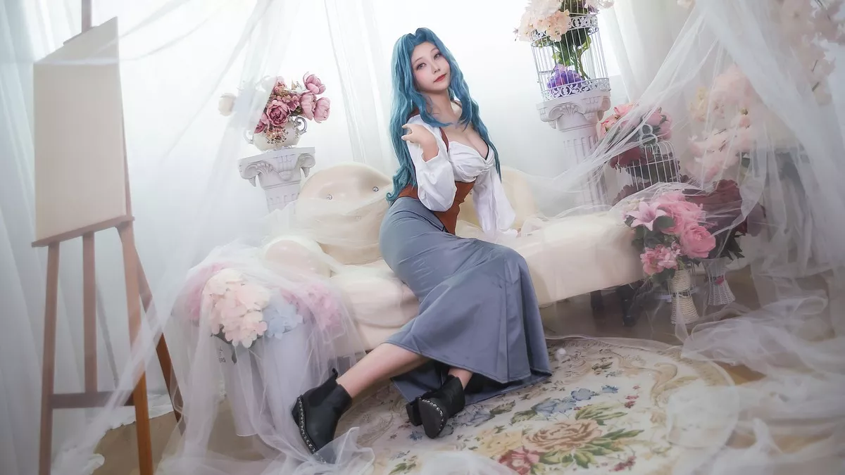 COS福利萌妹菌烨tako安玛丽主题私房性感黑色内衣秀完美身材迷人写真20P