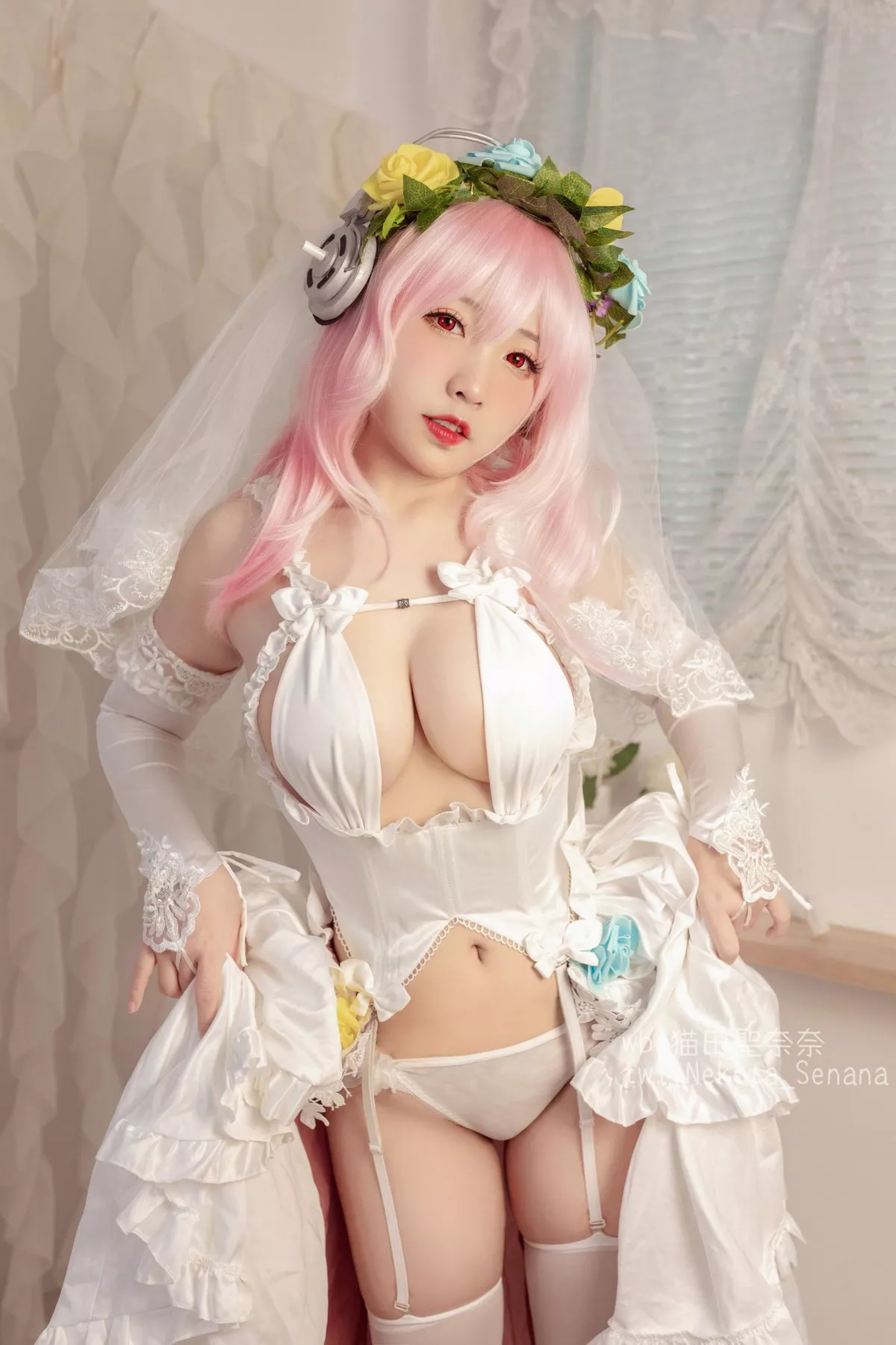 动漫博主猫田聖奈奈索尼子十周年花嫁主题私房性感内衣秀豪乳诱惑写真34P