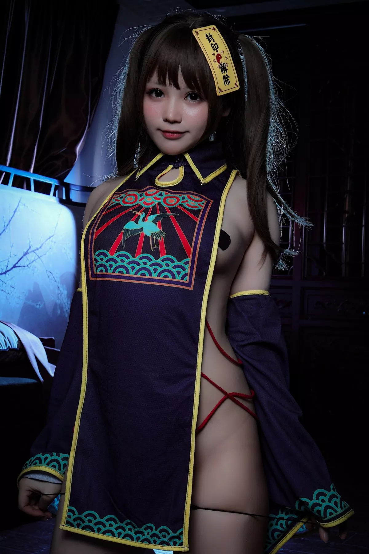 网络美女Nyako喵子日系服饰主题私房粉色情趣旗袍配白丝吊袜极致魅惑写真100P