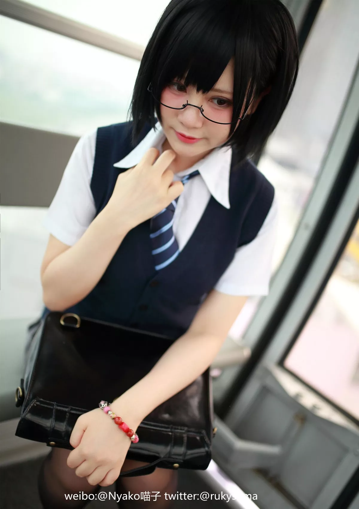 网络美女Nyako喵子女子高生日常主题私房性感内衣系列半脱露惹火身材诱惑写真80P