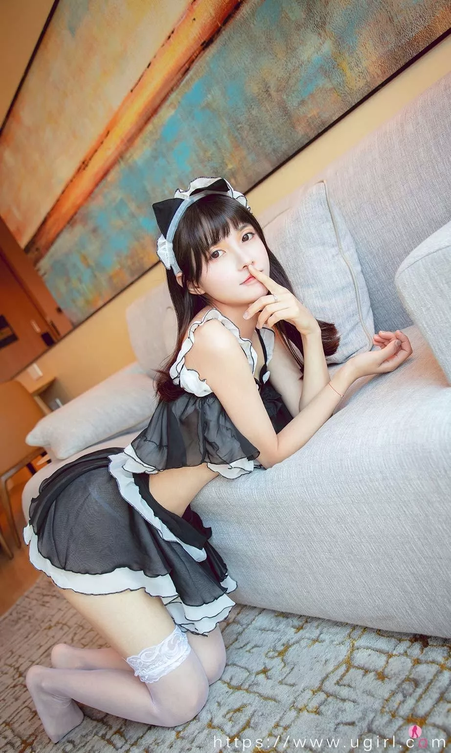 [Ugirls爱尤物]No.2182_模特猫猫私房猫仆日记主题性感迷你裙露丁字裤秀翘臀诱惑写真35P